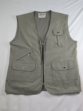 Men's Utility Hiking Travel Zip Front Vest - Olive Green